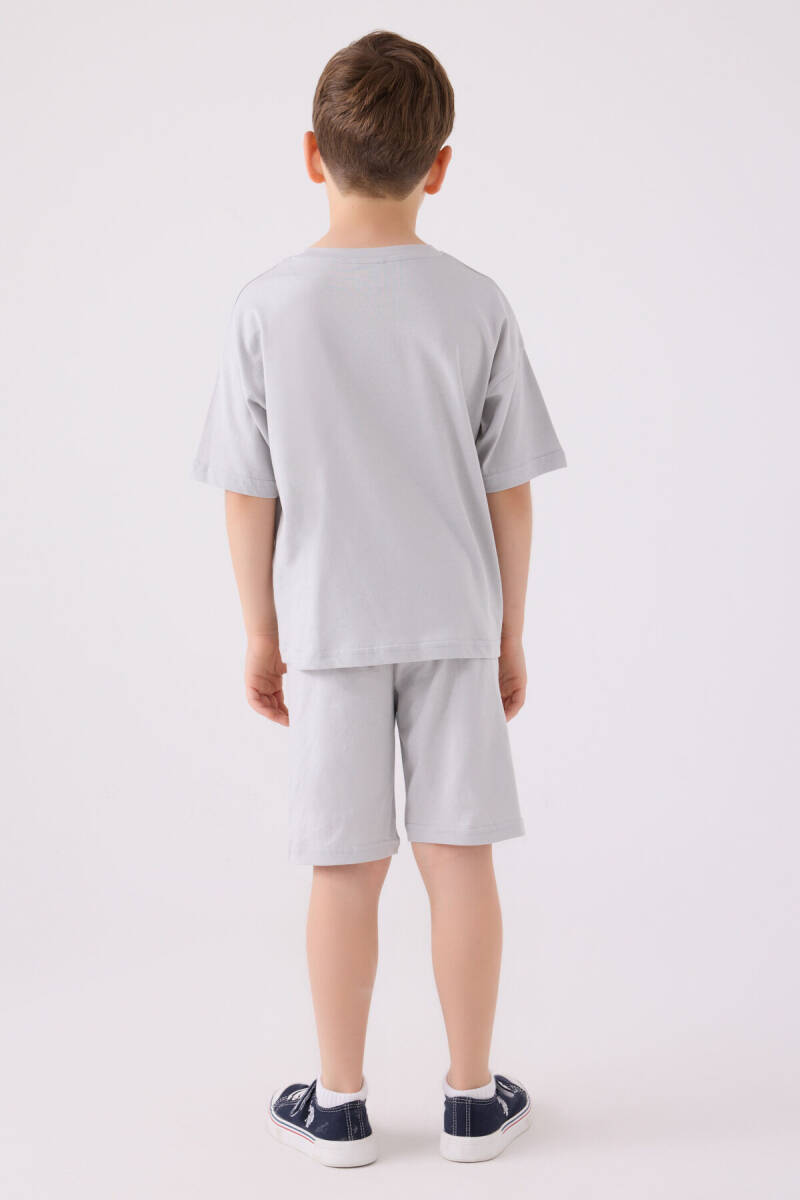 U.S. Polo Assn. Erkek Çocuk Bisiklet Yaka Sargı Nakışlı Yazlık Regular Fit Gri Bermuda Takım US1779-C-V22 - 5