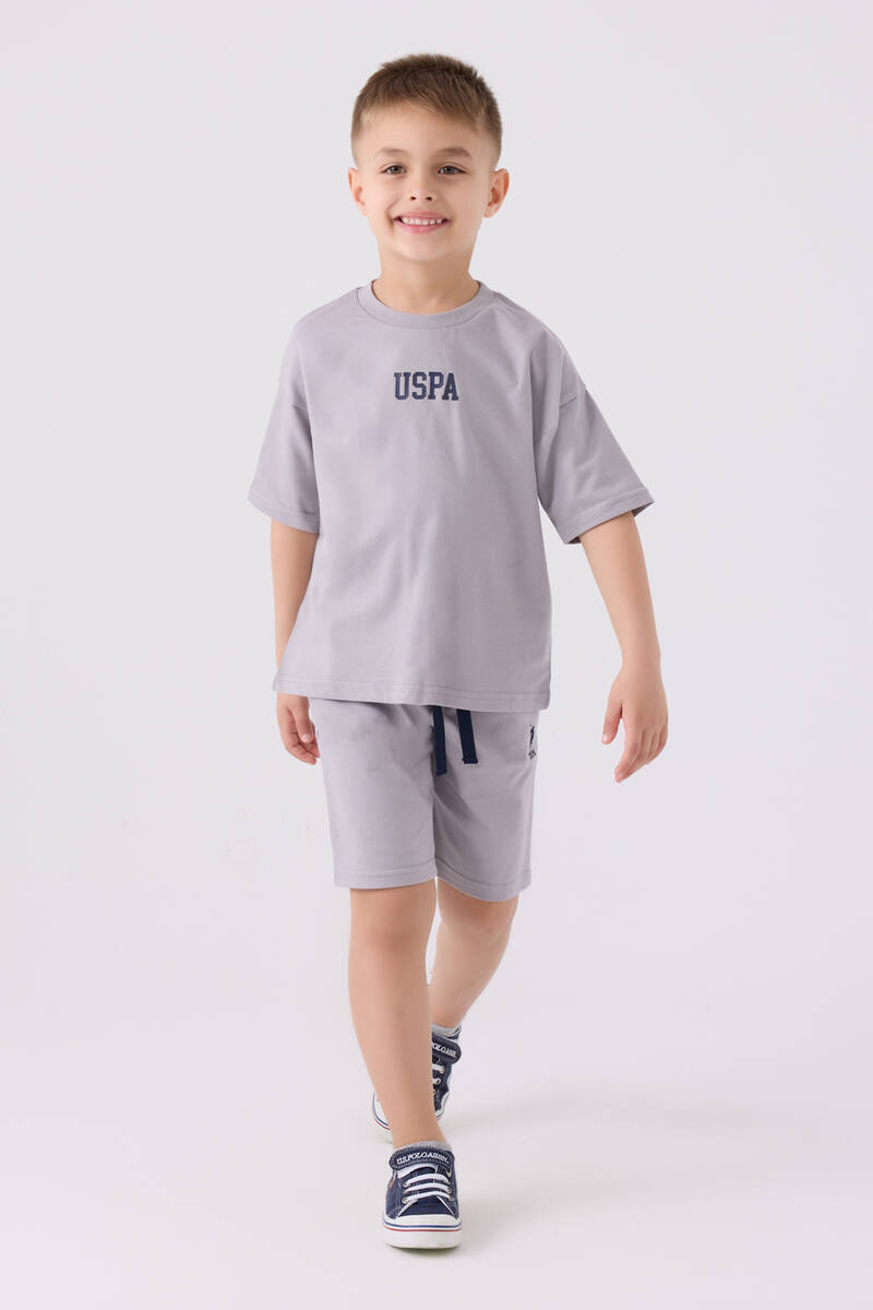 U.S. Polo Assn. Erkek Çocuk Gri Bermuda Takım