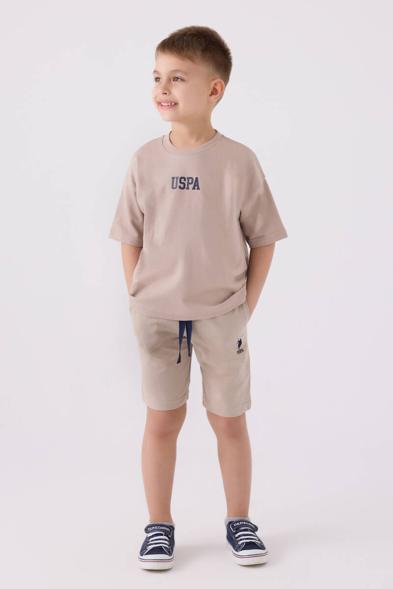 U.S. Polo Assn. Erkek Çocuk Kahverengi Bermuda Takım