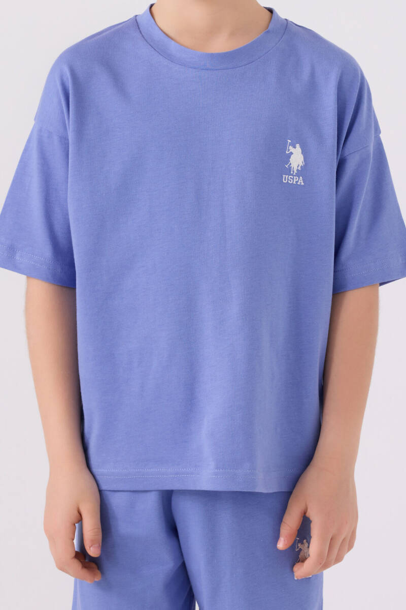 U.S. Polo Assn. Erkek Çocuk Pamuklu Bisiklet Yaka Sargı Nakışlı Yazlık Regular Fit Mavi Bermuda Takım US1779-C-V5 - 4