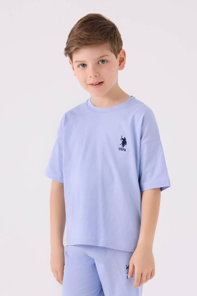 U.S. Polo Assn. Erkek Çocuk Bisiklet Yaka Sargı Nakışlı Yazlık Regular Fit Mavi Bermuda Takım US1779-C-V32 - 2