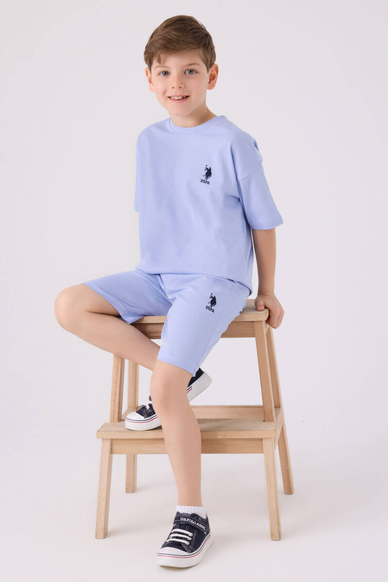 U.S. Polo Assn. Erkek Çocuk Bisiklet Yaka Sargı Nakışlı Yazlık Regular Fit Mavi Bermuda Takım US1779-C-V32 - 3