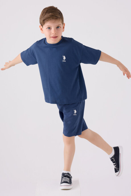 U.S. Polo Assn. Erkek Çocuk Bisiklet Yaka Sargı Nakışlı Yazlık Regular Fit Lacivert Bermuda Takım US1779-C-V31 - 3