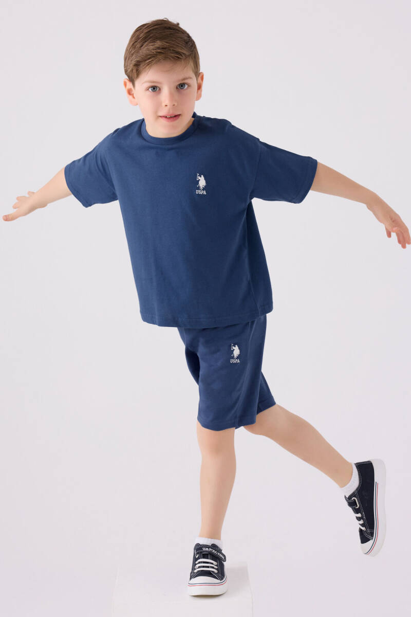 U.S. Polo Assn. Erkek Çocuk Bisiklet Yaka Sargı Nakışlı Yazlık Regular Fit Lacivert Bermuda Takım US1779-C-V31 - 3