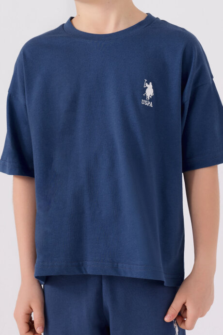 U.S. Polo Assn. Erkek Çocuk Bisiklet Yaka Sargı Nakışlı Yazlık Regular Fit Lacivert Bermuda Takım US1779-C-V31 - 4