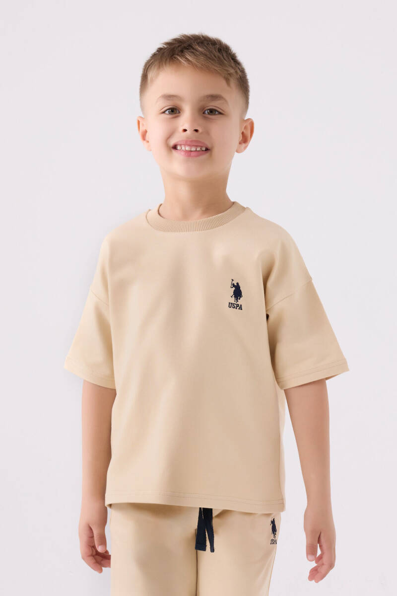 U.S. Polo Assn. Erkek Çocuk Pamuklu Bisiklet Yaka Sargı Nakışlı Yazlık Regular Fit Turuncu Bermuda Takım US1780-C-V8 - 2