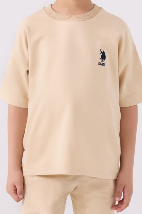U.S. Polo Assn. Erkek Çocuk Pamuklu Bisiklet Yaka Sargı Nakışlı Yazlık Regular Fit Turuncu Bermuda Takım US1780-C-V8 - 4