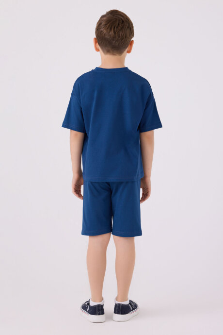 U.S. Polo Assn. Erkek Çocuk Bisiklet Yaka Sargı Nakışlı Yazlık Regular Fit Mavi Bermuda Takım US1779-C-V18 - 5