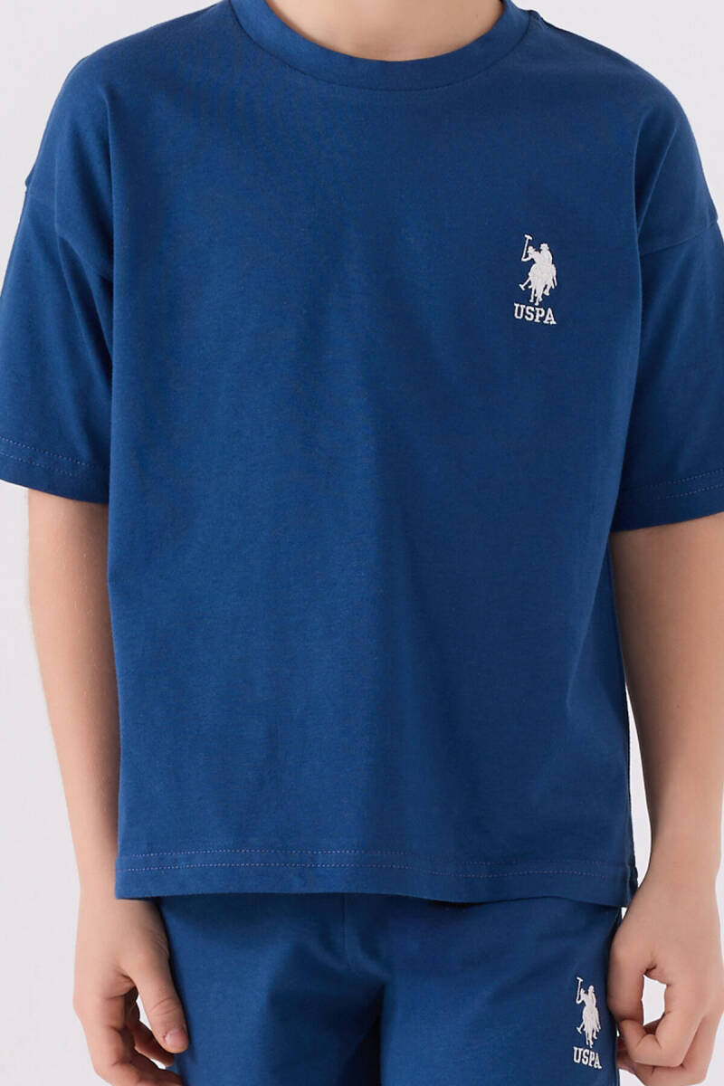 U.S. Polo Assn. Erkek Çocuk Bisiklet Yaka Sargı Nakışlı Yazlık Regular Fit Mavi Bermuda Takım US1779-C-V18 - 4