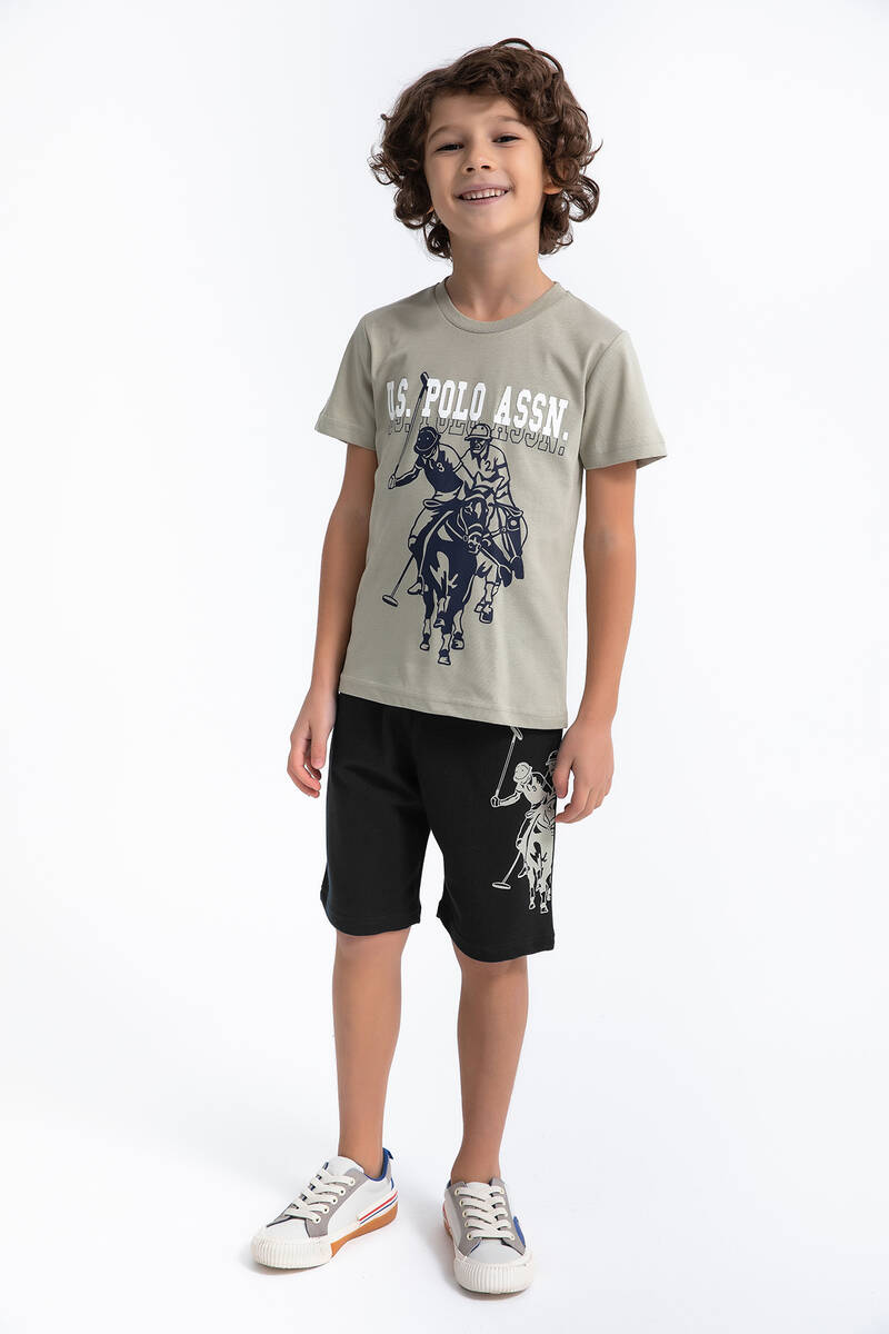 U.S. Polo Assn Kids Erkek Çocuk Haki Bermuda Takım