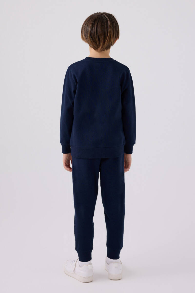 Rolypoly Erkek Çocuk Pamuklu Bisiklet Yaka Empirme Baskılı Kışlık Regular Fit Lacivert Eşofman Takımı RP3507-C-V2 - 5