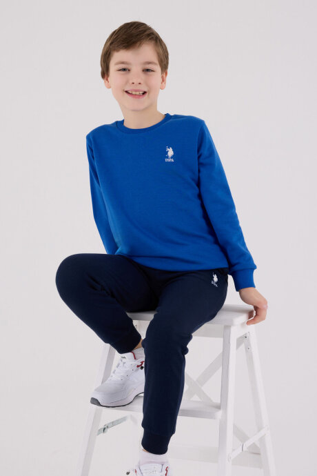 U.S. Polo Assn. Erkek Çocuk Pamuklu Kışlık Regular Fit Mavi Eşofman Takımı US2208-C-V2 - 2
