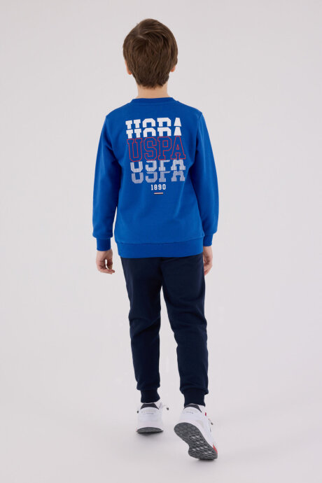U.S. Polo Assn. Erkek Çocuk Pamuklu Kışlık Regular Fit Mavi Eşofman Takımı US2208-C-V2 - 5