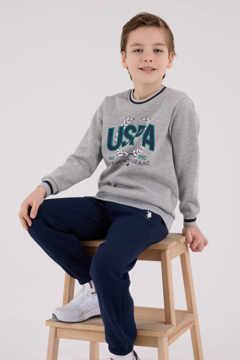 U.S. Polo Assn. Erkek Çocuk Kışlık Regular Fit Gri Eşofman Takımı US2223-C-V2 - 2