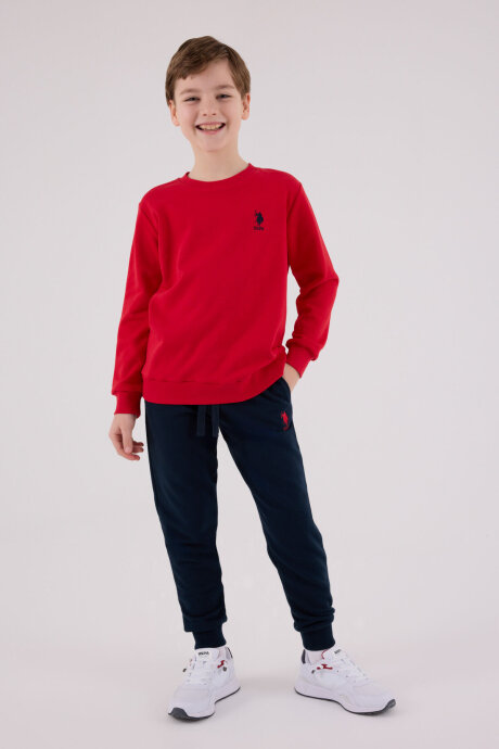 U.S. Polo Assn. Erkek Çocuk Pamuklu Kışlık Regular Fit Kırmızı Eşofman Takımı US2208-C-V1 (1)