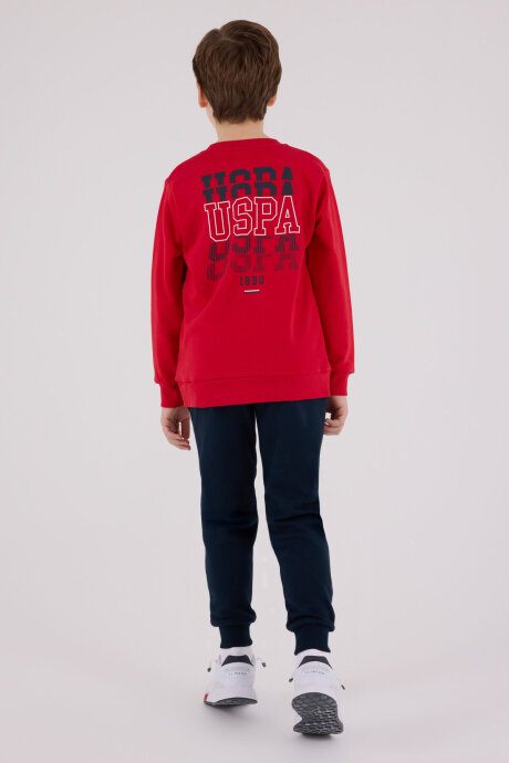 U.S. Polo Assn. Erkek Çocuk Pamuklu Kışlık Regular Fit Kırmızı Eşofman Takımı US2208-C-V1 - 5