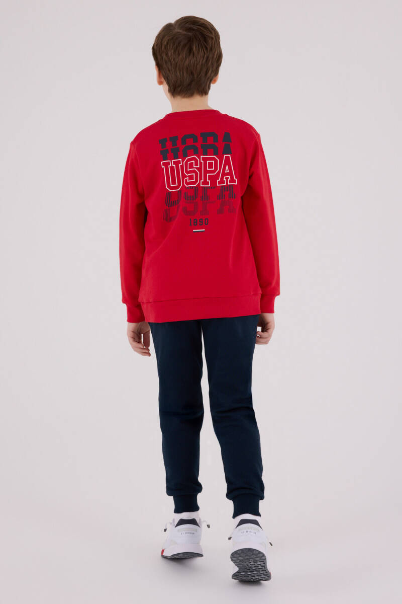 U.S. Polo Assn. Erkek Çocuk Pamuklu Kışlık Regular Fit Kırmızı Eşofman Takımı US2208-C-V1 - 5