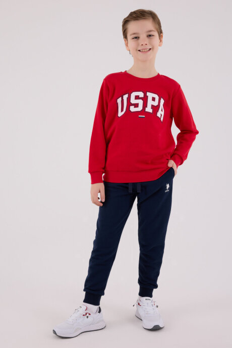 U.S. Polo Assn. Erkek Çocuk Pamuklu Kışlık Regular Fit Kırmızı Eşofman Takımı US2227-C-V2 (1)