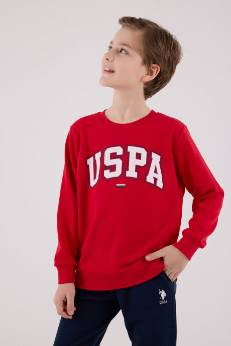 U.S. Polo Assn. Erkek Çocuk Pamuklu Kışlık Regular Fit Kırmızı Eşofman Takımı US2227-C-V2 - 4