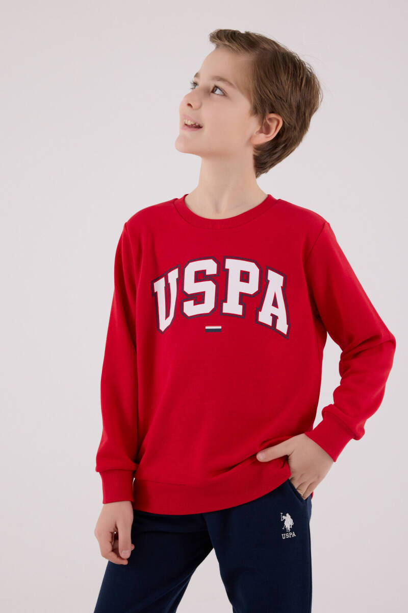 U.S. Polo Assn. Erkek Çocuk Pamuklu Kışlık Regular Fit Kırmızı Eşofman Takımı US2227-C-V2 - 4