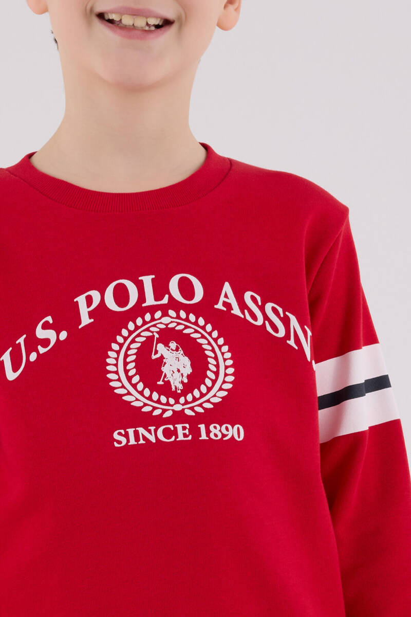 U.S. Polo Assn. Erkek Çocuk Pamuklu Kışlık Regular Fit Kırmızı Eşofman Takımı US2201-C-V1 - 4