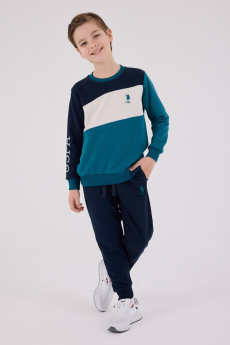 U.S. Polo Assn. Erkek Çocuk Pamuklu Kışlık Regular Fit Yeşil Eşofman Takımı US2224-C-V2 - 1