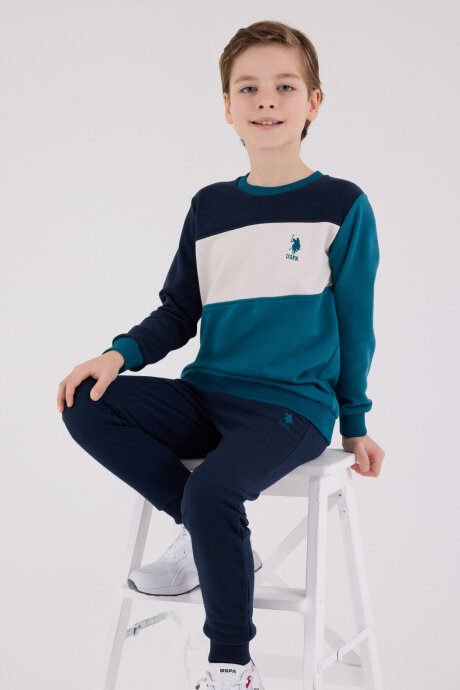 U.S. Polo Assn. Erkek Çocuk Pamuklu Kışlık Regular Fit Yeşil Eşofman Takımı US2224-C-V2 - 2