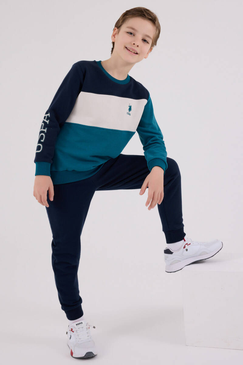 U.S. Polo Assn. Erkek Çocuk Pamuklu Kışlık Regular Fit Yeşil Eşofman Takımı US2224-C-V2 - 3