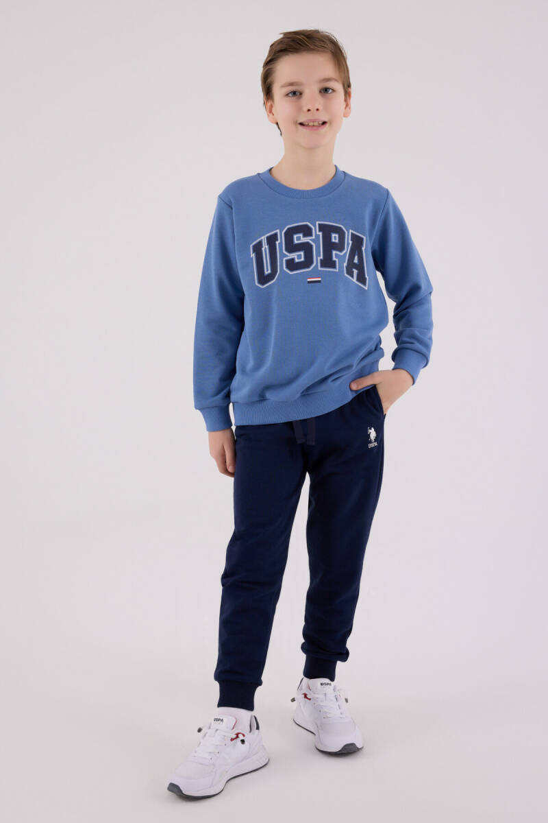 U.S. Polo Assn. Erkek Çocuk Kışlık Regular Fit Mavi Eşofman Takımı US2227-C-V5 - 2