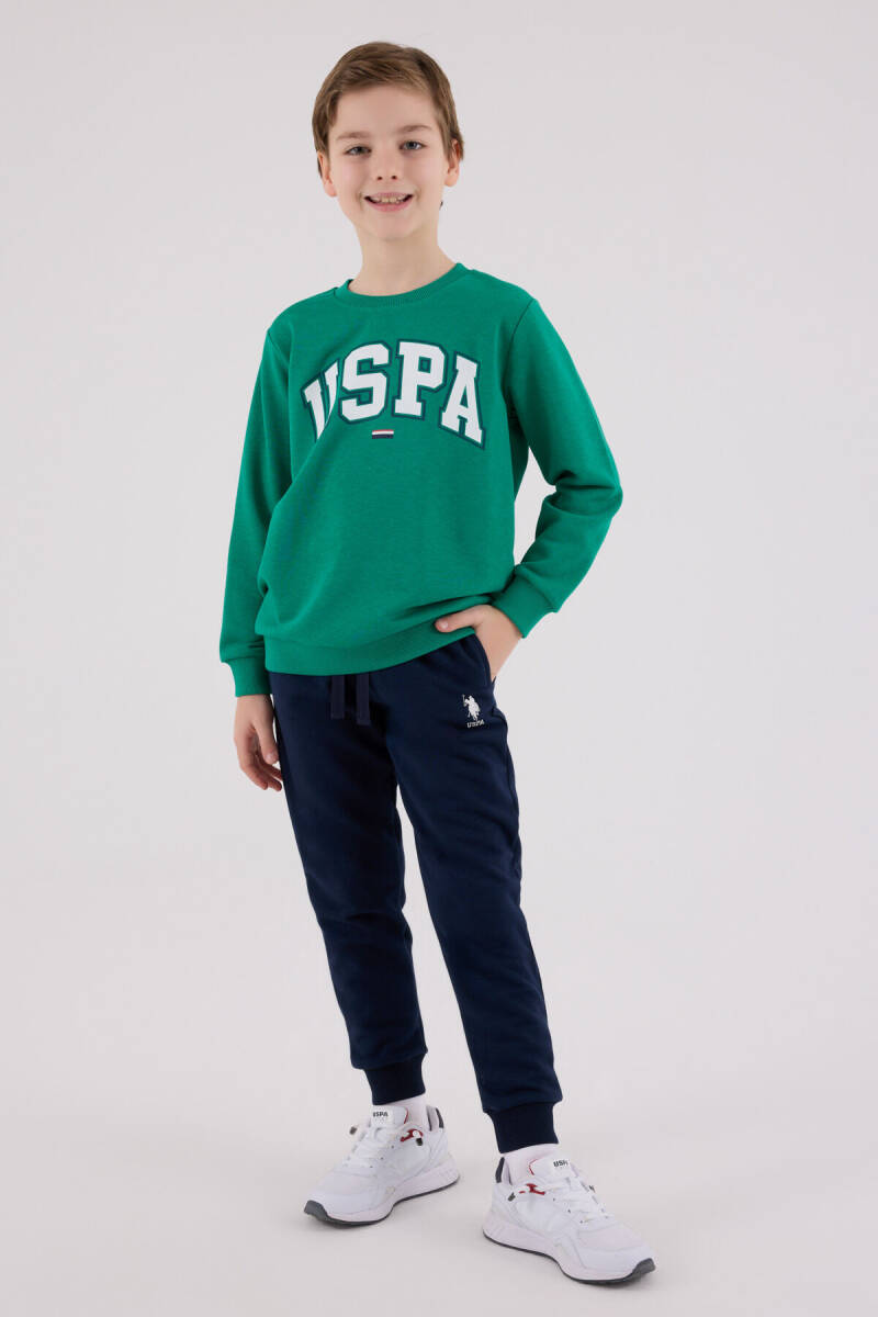 U.S. Polo Assn. Erkek Çocuk Pamuklu Kışlık Regular Fit Yeşil Eşofman Takımı US2227-C-V4 - 2