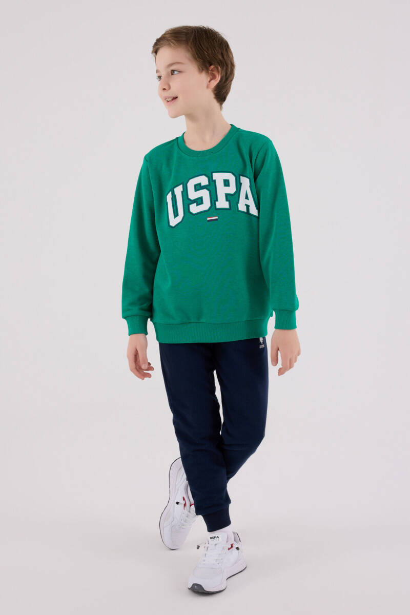 U.S. Polo Assn. Erkek Çocuk Pamuklu Kışlık Regular Fit Yeşil Eşofman Takımı US2227-C-V4 - 3