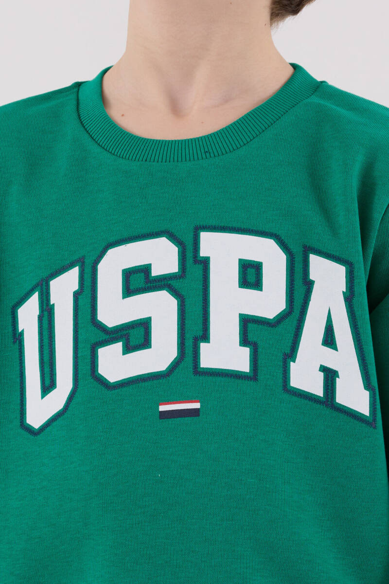 U.S. Polo Assn. Erkek Çocuk Pamuklu Kışlık Regular Fit Yeşil Eşofman Takımı US2227-C-V4 - 6