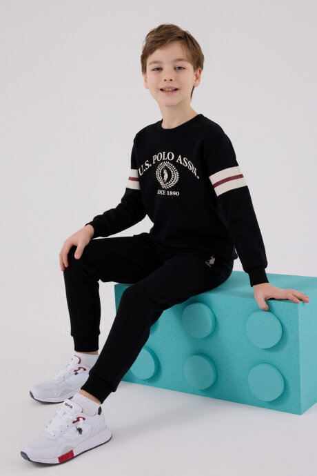 U.S. Polo Assn. Erkek Çocuk Pamuklu Kışlık Regular Fit Siyah Eşofman Takımı US2201-C-V2 - 2