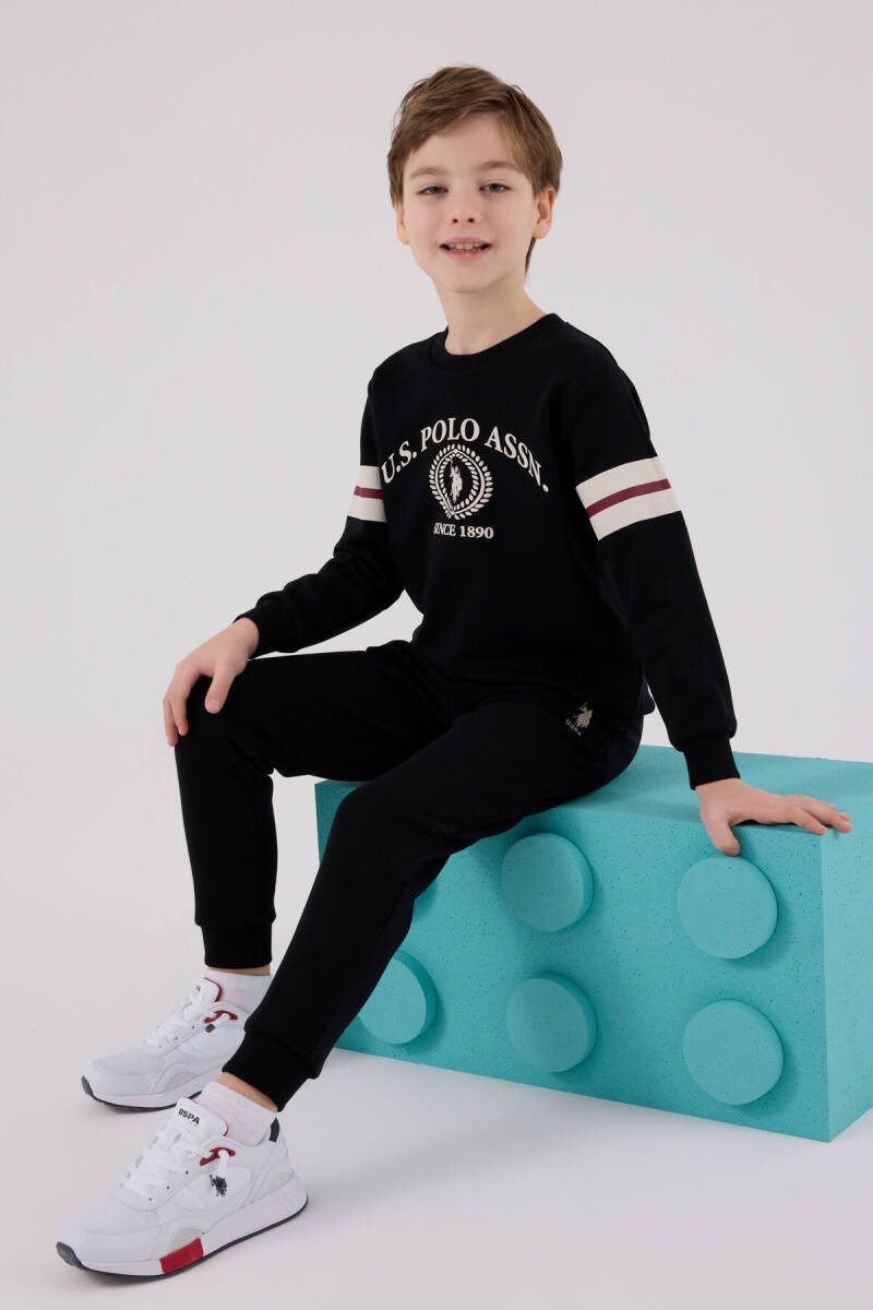 U.S. Polo Assn. Erkek Çocuk Pamuklu Kışlık Regular Fit Siyah Eşofman Takımı US2201-C-V2 - 2