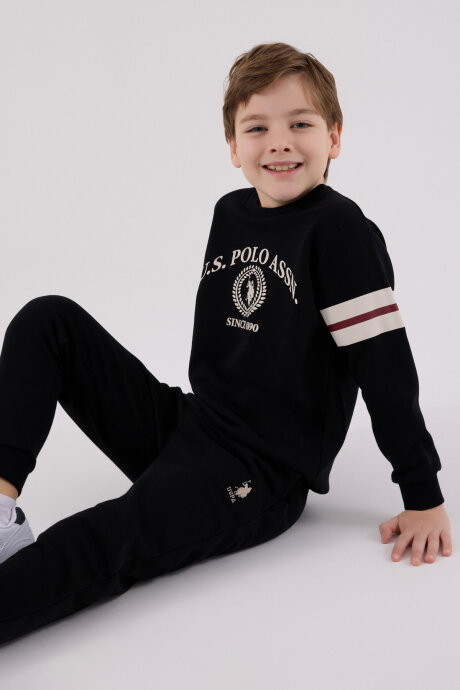 U.S. Polo Assn. Erkek Çocuk Pamuklu Kışlık Regular Fit Siyah Eşofman Takımı US2201-C-V2 - 3
