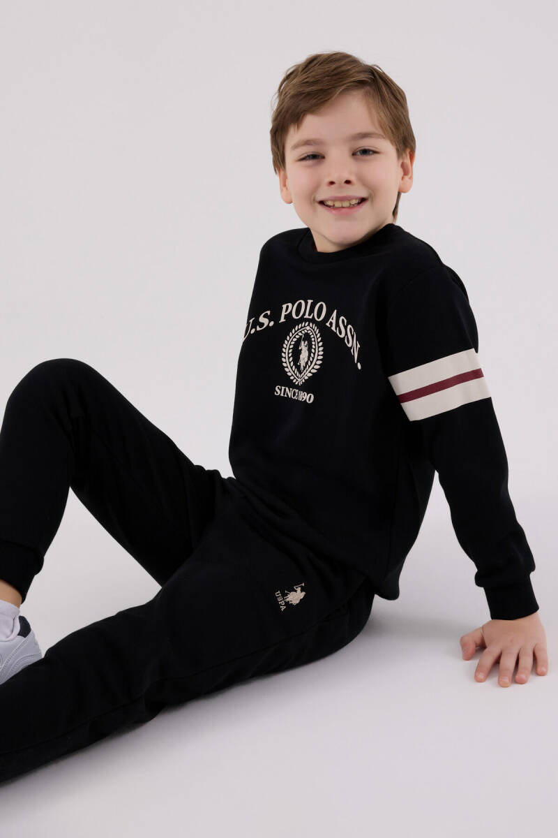U.S. Polo Assn. Erkek Çocuk Pamuklu Kışlık Regular Fit Siyah Eşofman Takımı US2201-C-V2 - 3