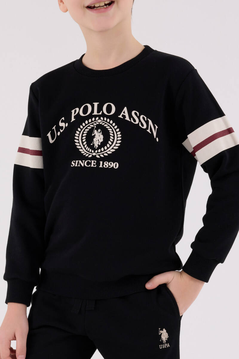 U.S. Polo Assn. Erkek Çocuk Pamuklu Kışlık Regular Fit Siyah Eşofman Takımı US2201-C-V2 - 4