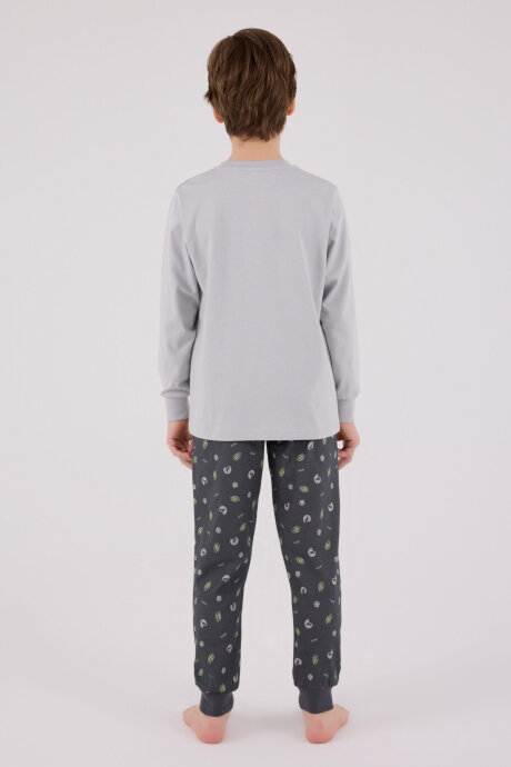 Rolypoly Erkek Çocuk Pamuklu Kışlık Regular Fit Gri Pijama Takımı RP3683-C-V1 - 5