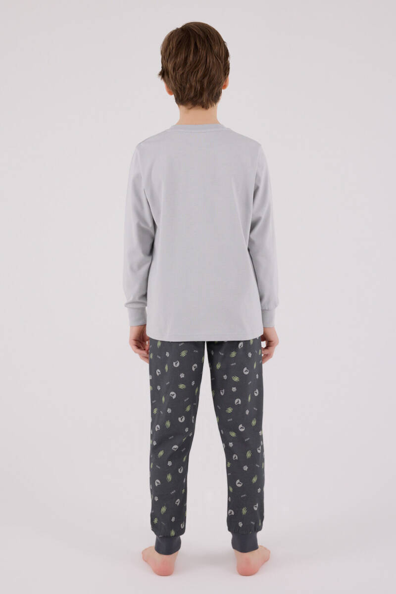 Rolypoly Erkek Çocuk Pamuklu Kışlık Regular Fit Gri Pijama Takımı RP3683-C-V1 - 5