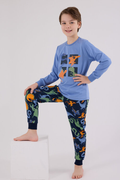 Rolypoly Erkek Çocuk Pamuklu Kışlık Regular Fit Mavi Pijama Takımı RP3661-C-V1 - 2