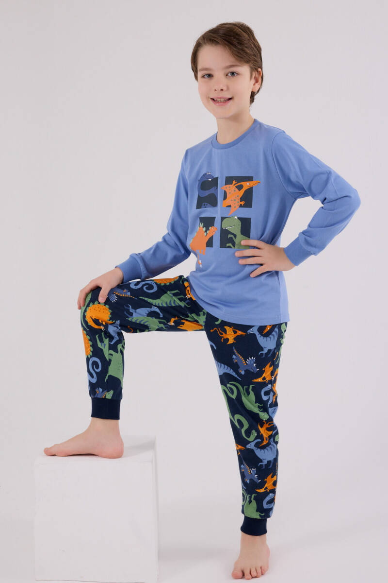 Rolypoly Erkek Çocuk Pamuklu Kışlık Regular Fit Mavi Pijama Takımı RP3661-C-V1 - 2