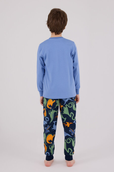 Rolypoly Erkek Çocuk Pamuklu Kışlık Regular Fit Mavi Pijama Takımı RP3661-C-V1 - 5