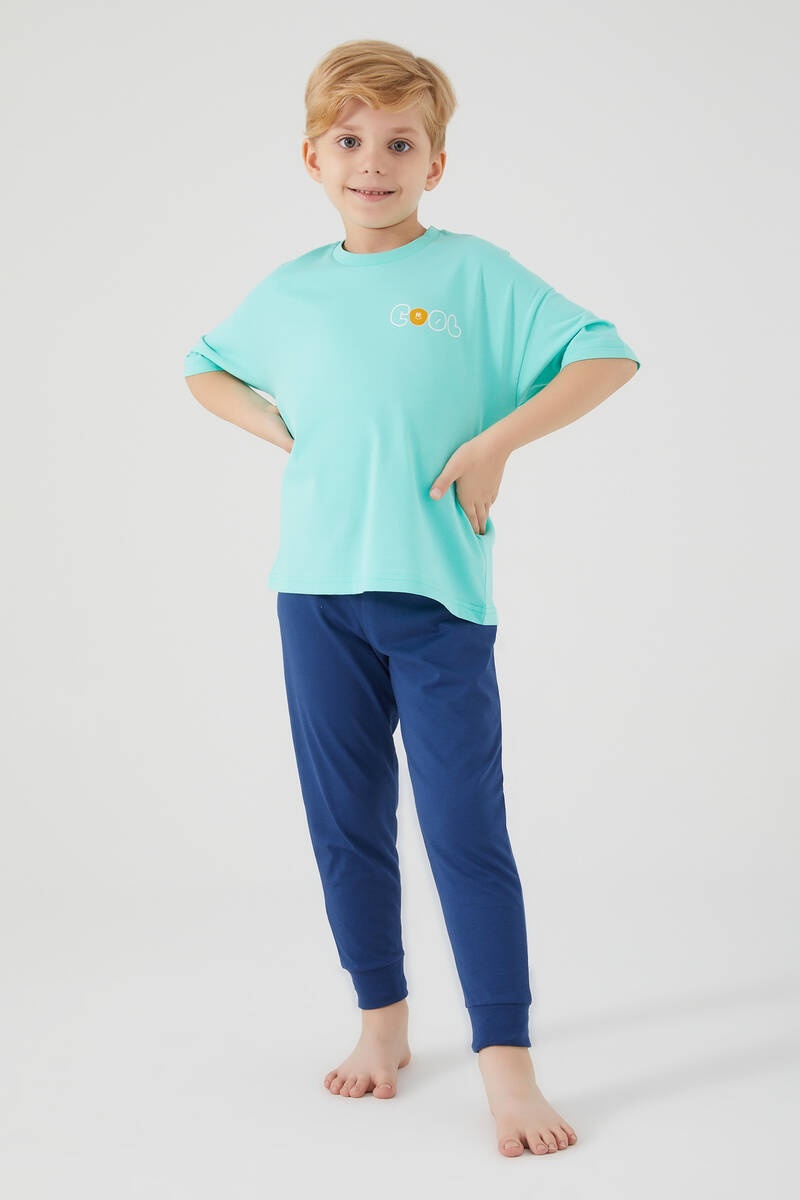 Rolypoly Cool Mavi Erkek Çocuk Kısa Kol Pijama Takım