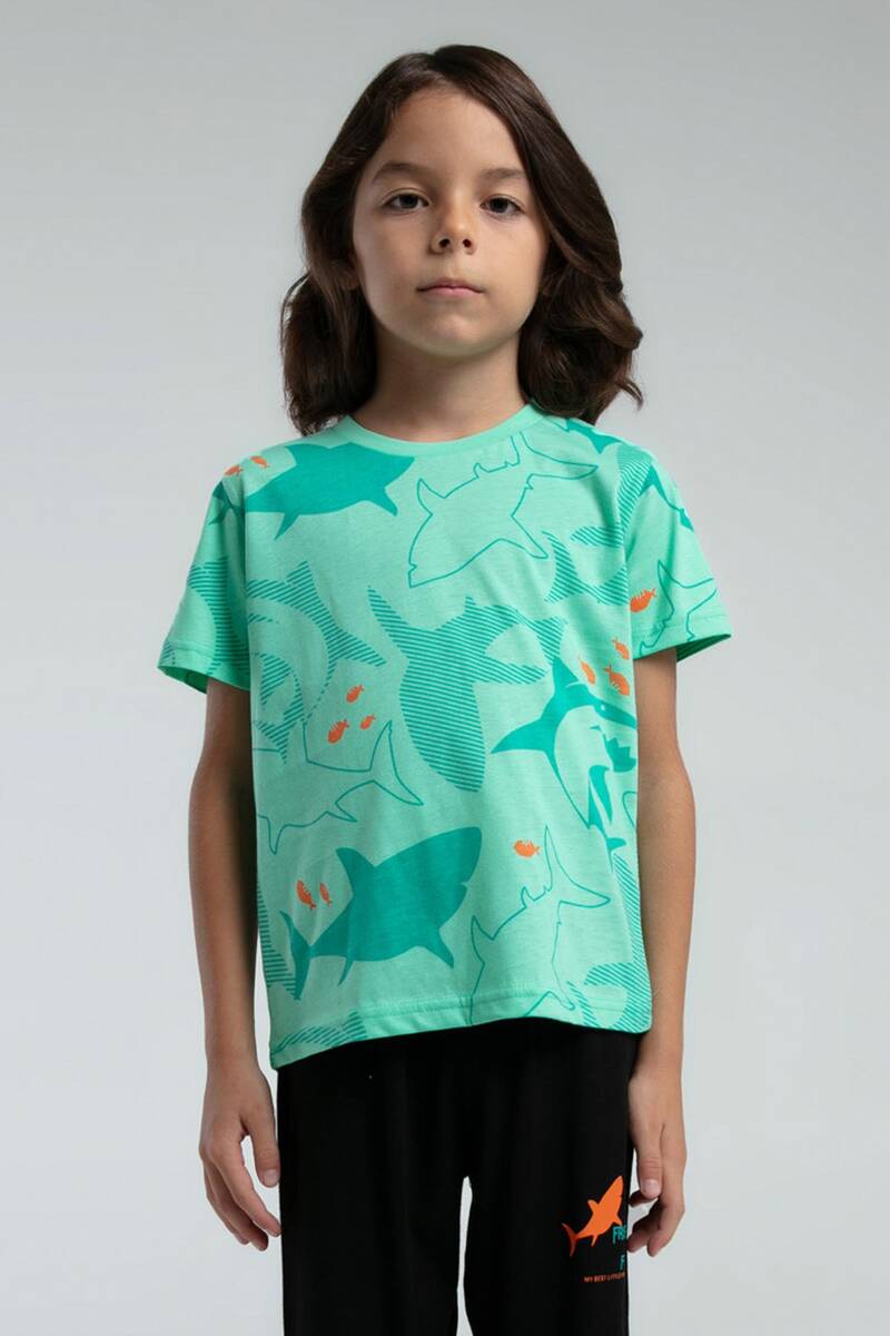 RolyPoly Erkek Çocuk Yeşil Kısa Kol Pijama Takım