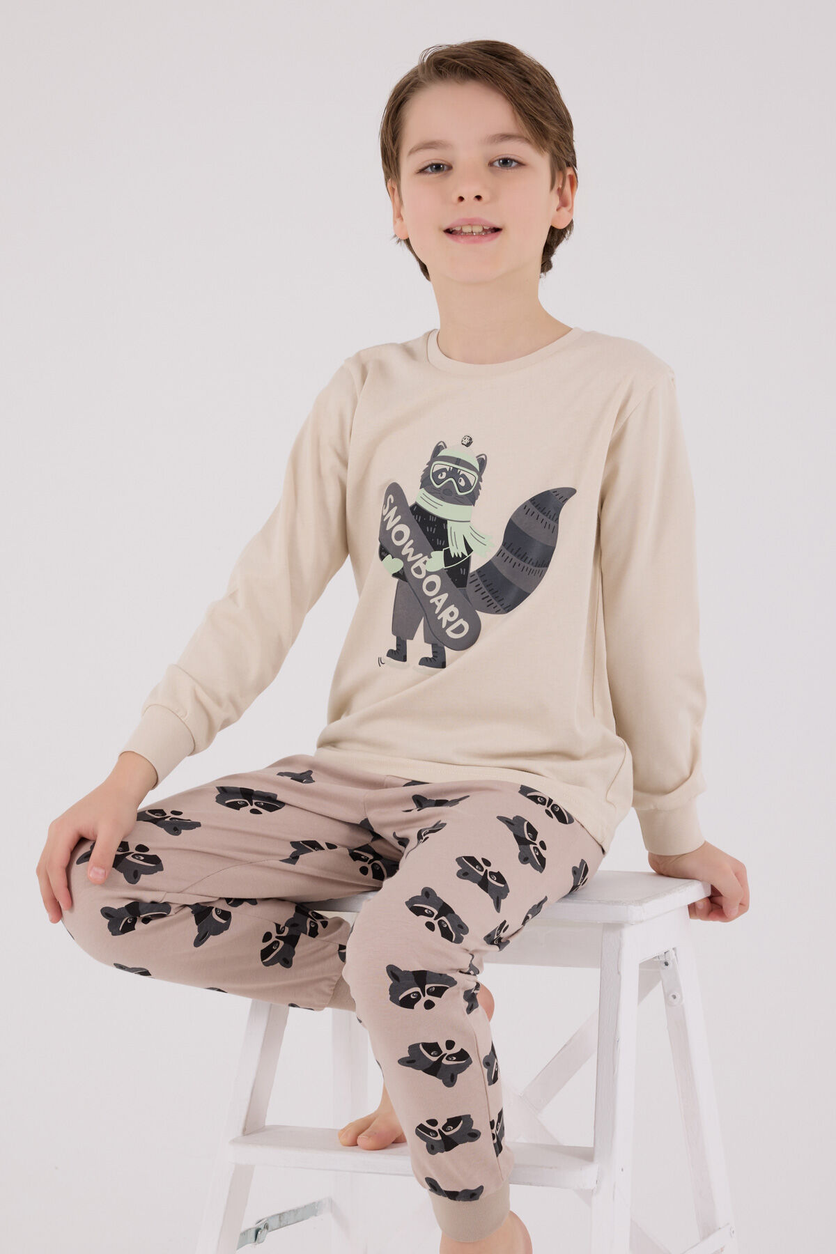 Rolypoly Erkek Çocuk Krem Pijama Takımı