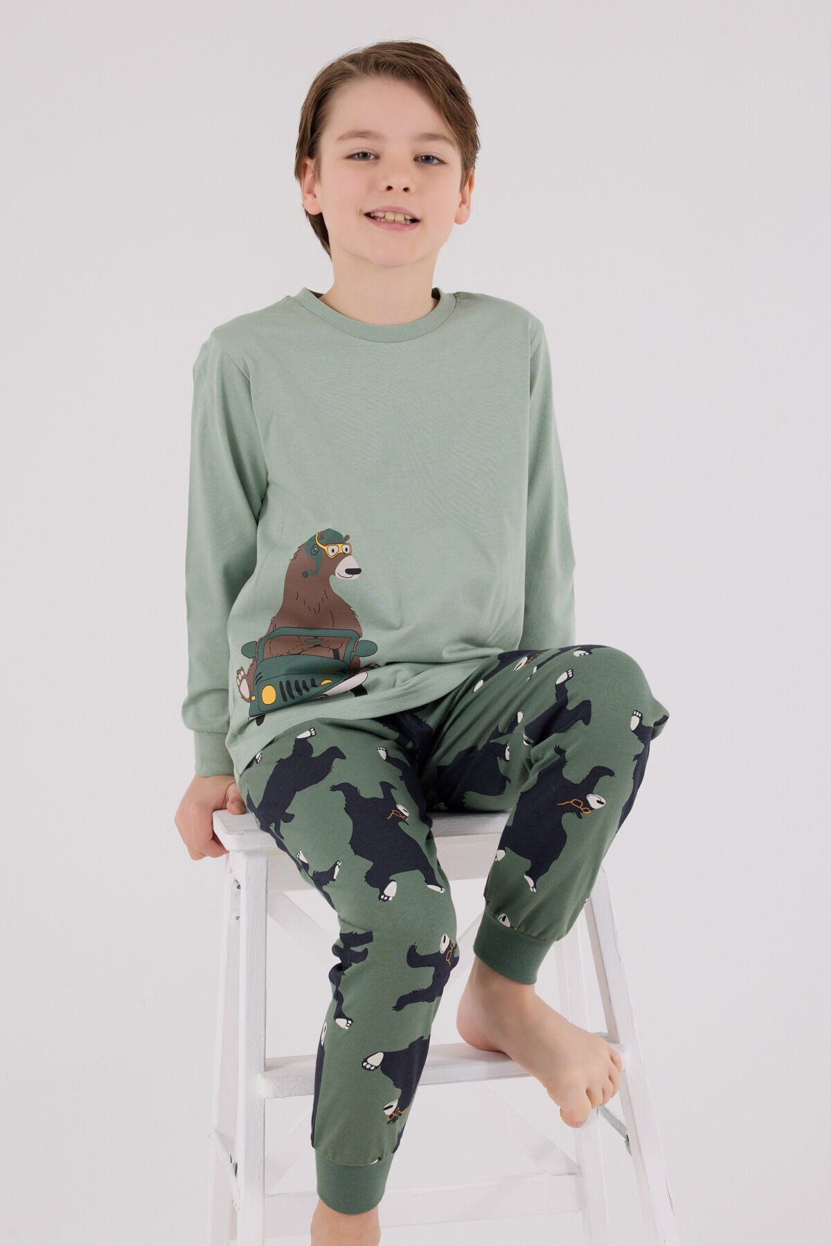 Rolypoly Erkek Çocuk Yeşil Pijama Takımı