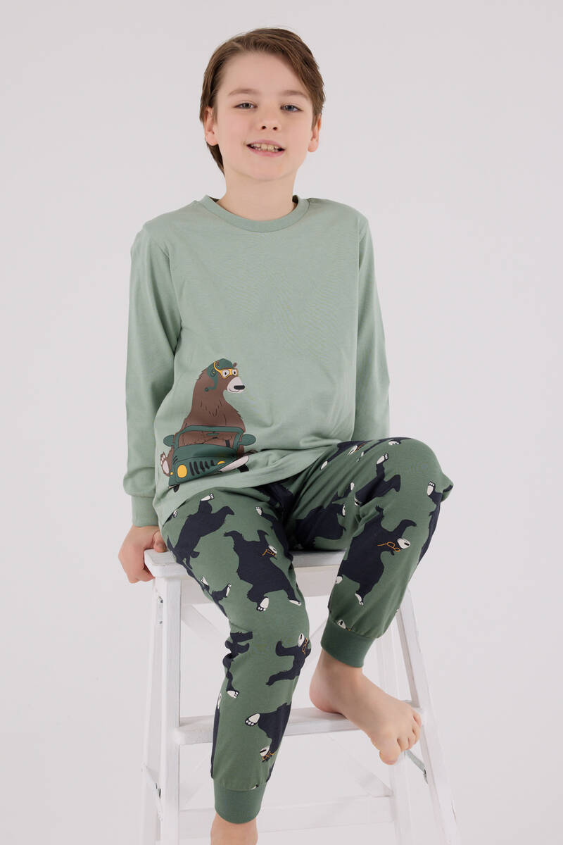 Rolypoly Erkek Çocuk Yeşil Pijama Takımı
