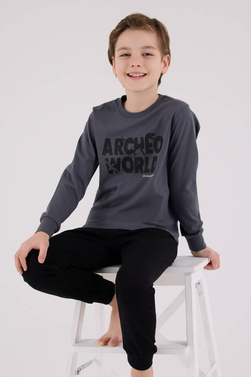 Rolypoly Erkek Çocuk Gri Pijama Takımı