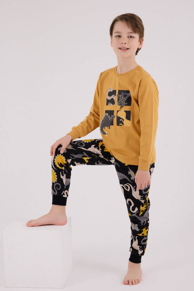 Rolypoly Erkek Çocuk Pamuklu Kışlık Regular Fit Sarı Pijama Takımı RP3661-C-V2 - 2