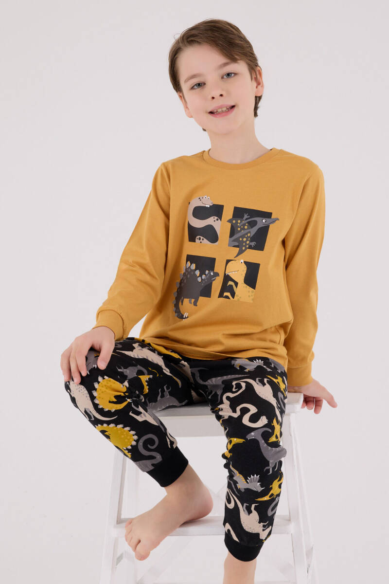 Rolypoly Erkek Çocuk Pamuklu Kışlık Regular Fit Sarı Pijama Takımı RP3661-C-V2 - 3